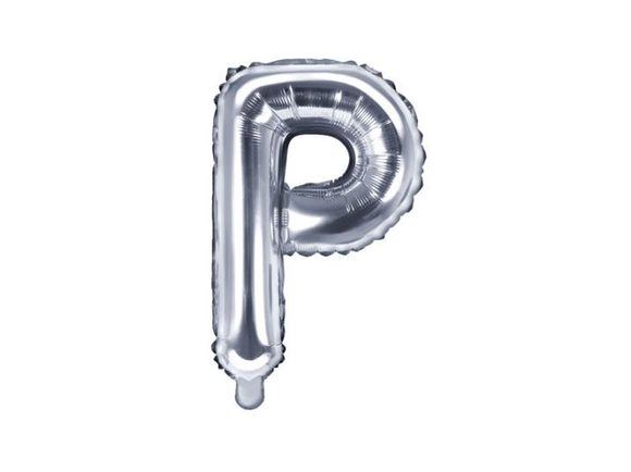 Balón foliový písmeno "P", 35 cm, stříbrný (NELZE PLNIT HELIEM)