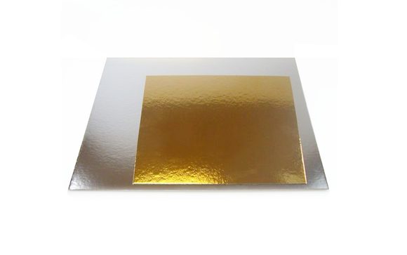 Dortová podložka zlatá a stříbrná (oboustranná) čtverec - 20x20 cm - 1 ks