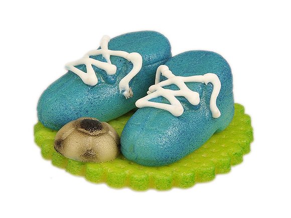 Fotbalové kopačky modré s míčem - marcipánová figurka na dort