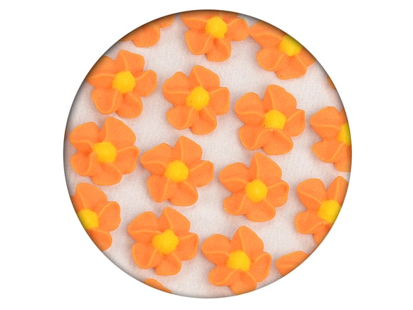 Cukrová dekorace - Květy točené 35 ks oranžové