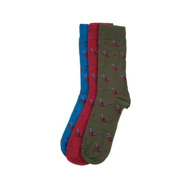 Darčekový set ponožiek s bažantmi Barbour (zelené, modré, červené)