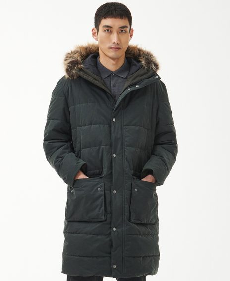 Barbour International Dowanside Wax Parka Jacket — Sage