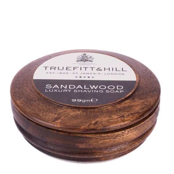 Luxusné mydlo na holenie Truefitt & Hill v drevenej miske - Sandalwood (99 g)