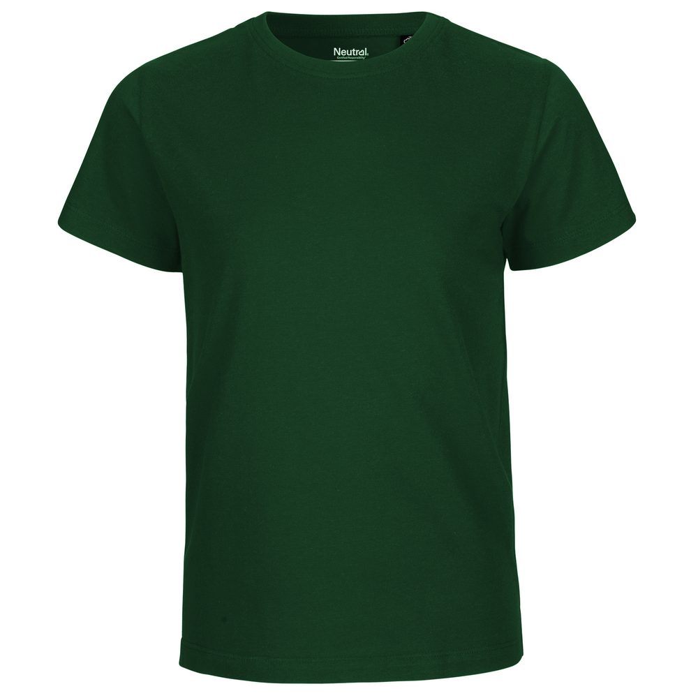 Neutral Dětské tričko s krátkým rukávem z organické Fairtrade bavlny - Lahvově zelená | 128/134