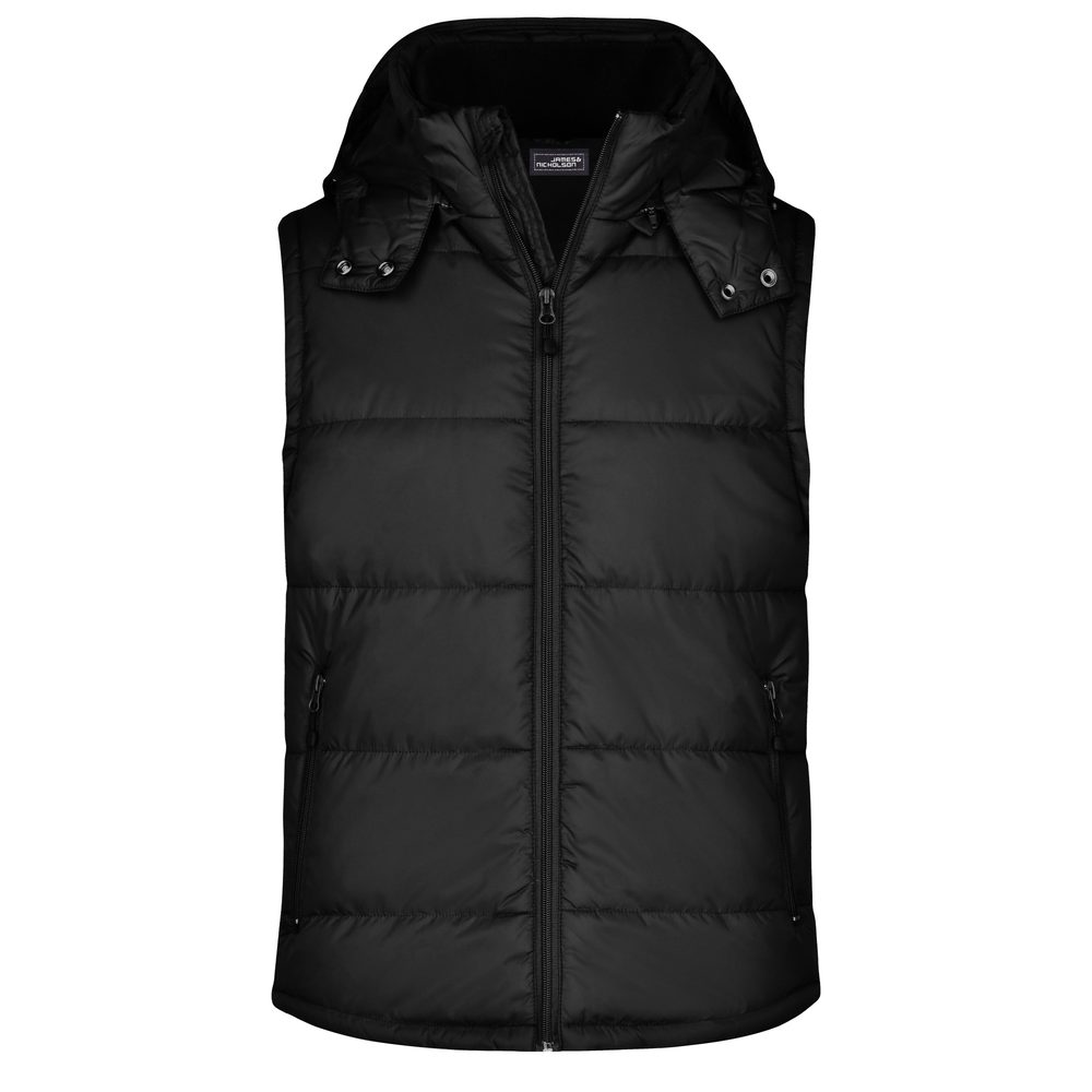 James & Nicholson Pánska zimná vesta s kapucňou JN1004 - Čierna | XXL