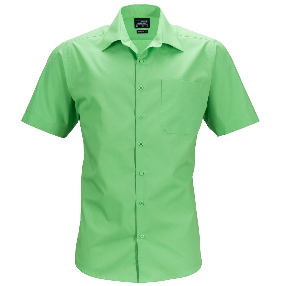 James & Nicholson Pánská košile s krátkým rukávem JN644 - Limetkově zelená | S