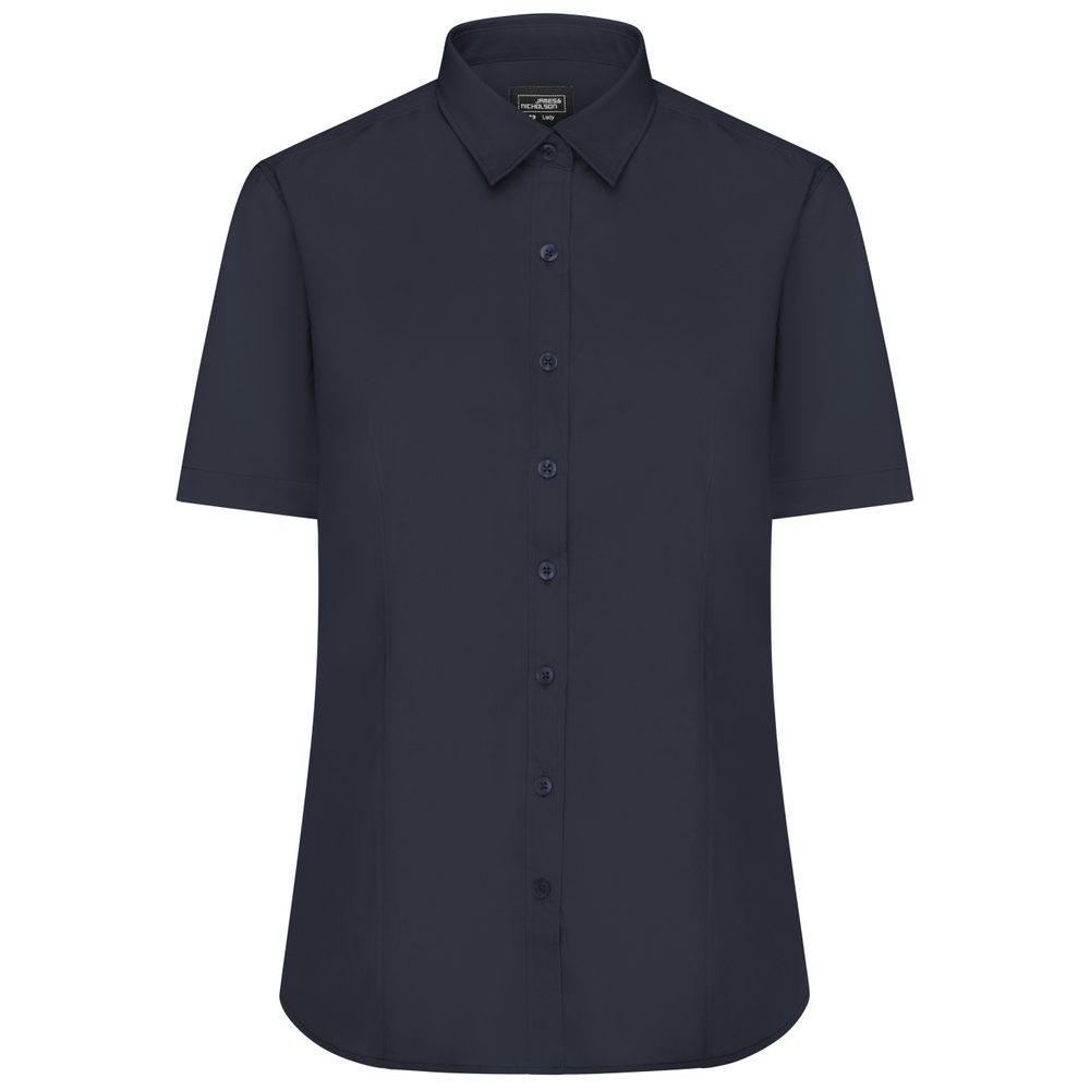 James & Nicholson Dámská košile s krátkým rukávem JN679 - Tmavě modrá | XXL