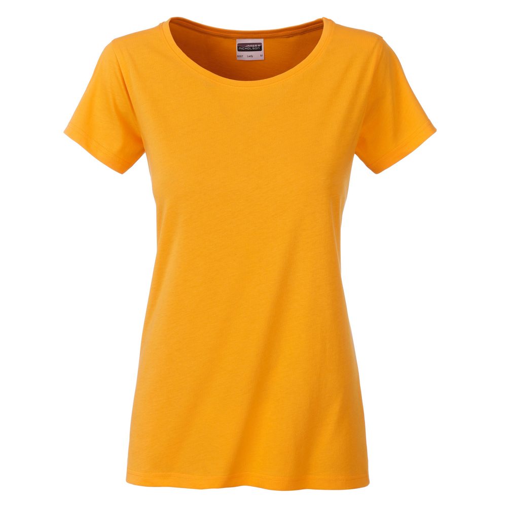 James & Nicholson Klasické dámské tričko z biobavlny 8007 - Zlatě žlutá | S
