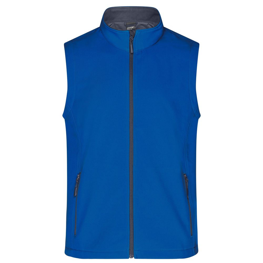 James & Nicholson Pánská softshellová vesta JN1128 - Modrá / tmavě modrá | M