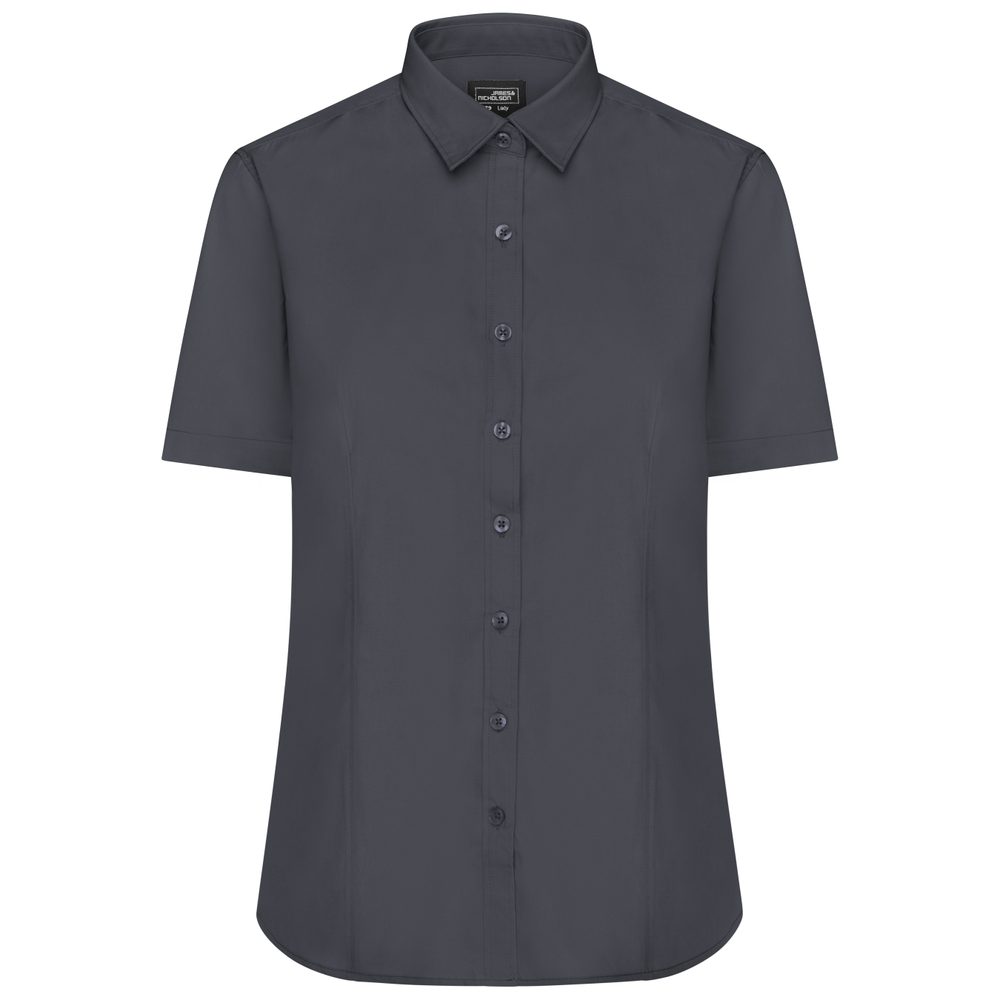 James & Nicholson Dámská košile s krátkým rukávem JN679 - Tmavě šedá | M