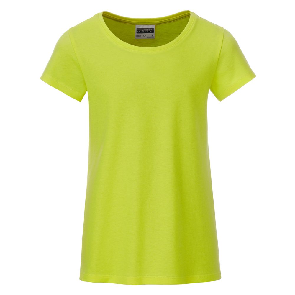 James & Nicholson Klasické dievčenské tričko z biobavlny 8007G - Žlto-zelená | M