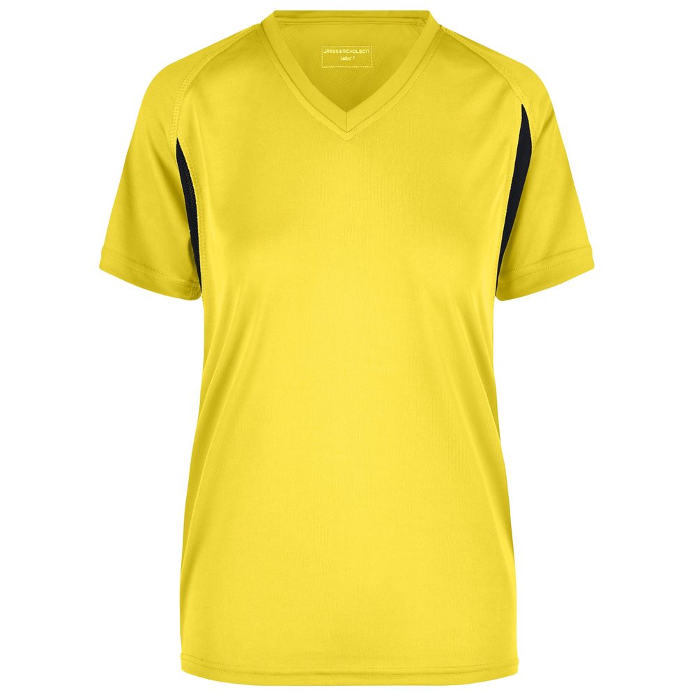 James & Nicholson Dámske športové tričko s krátkym rukávom JN316 - Žltá / čierna | XL