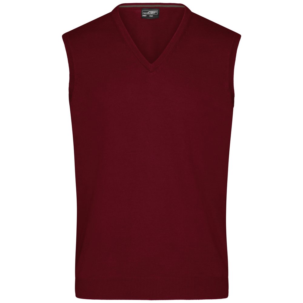 James & Nicholson Pánsky sveter bez rukávov JN657 - Bordeaux | XL