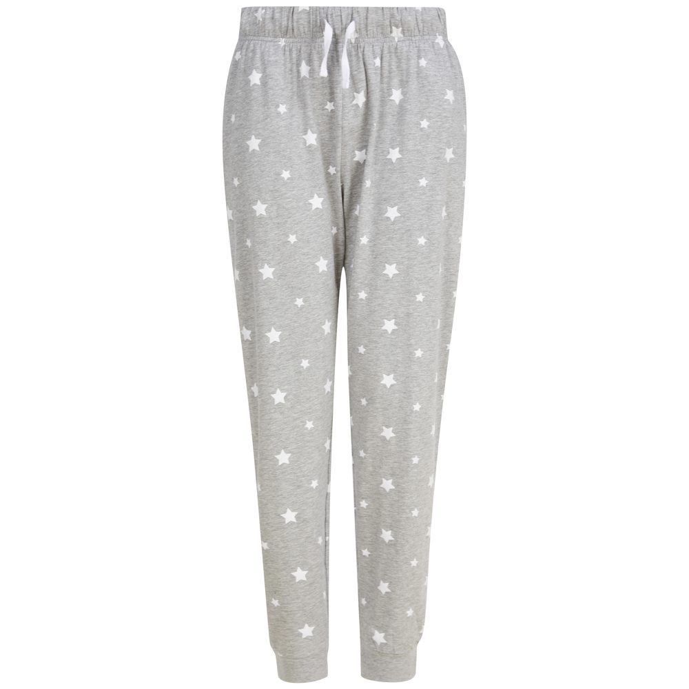 SF (Skinnifit) Pánské pyžamové kalhoty se vzorem - Šedý melír / bílá | XL