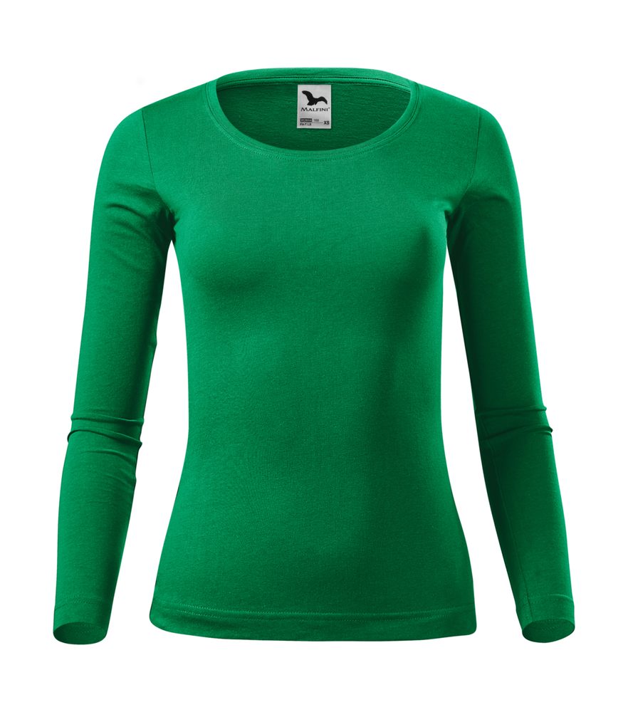 MALFINI Dámske tričko s dlhým rukávom Fit-T Long Sleeve - Stredne zelená | XXL