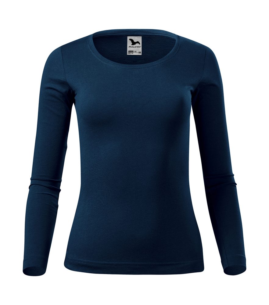 MALFINI Dámske tričko s dlhým rukávom Fit-T Long Sleeve - Námornícka modrá | L