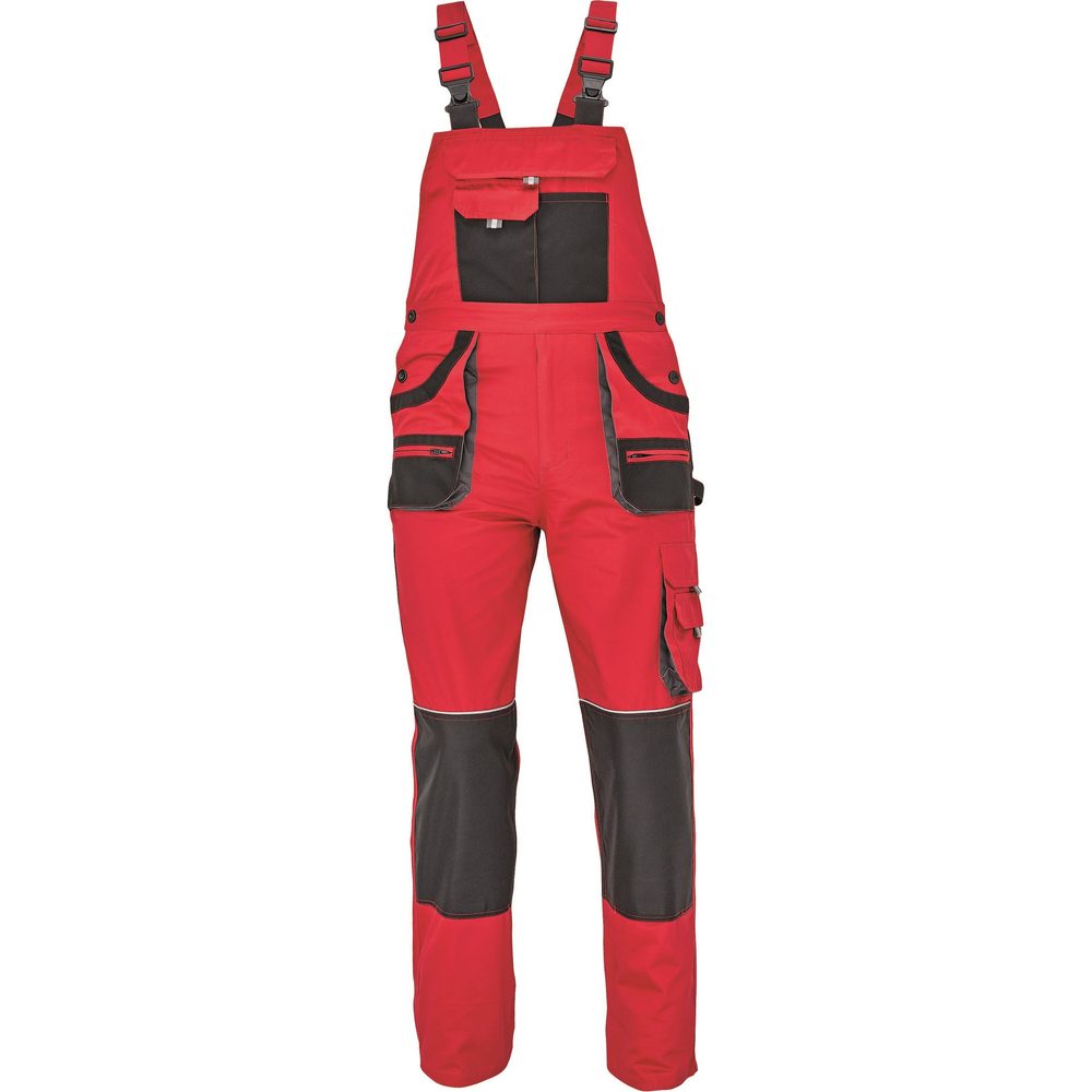 Cerva Pánské pracovní kalhoty s laclem FF HANS - Červená / antracit | 62