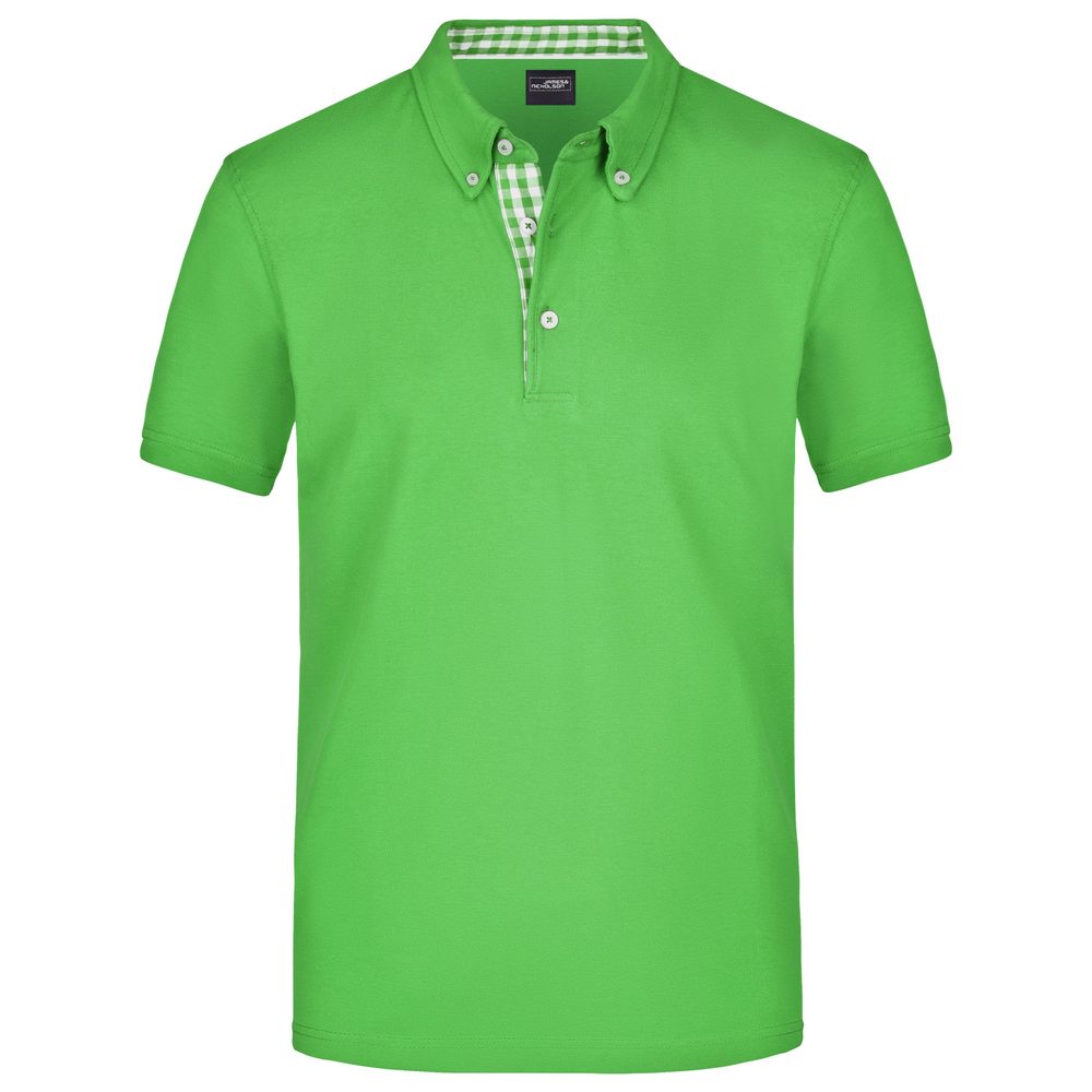 James & Nicholson Elegantní pánská polokošile JN964 - Limetkově zelená / limetkově zelená / bílá | S