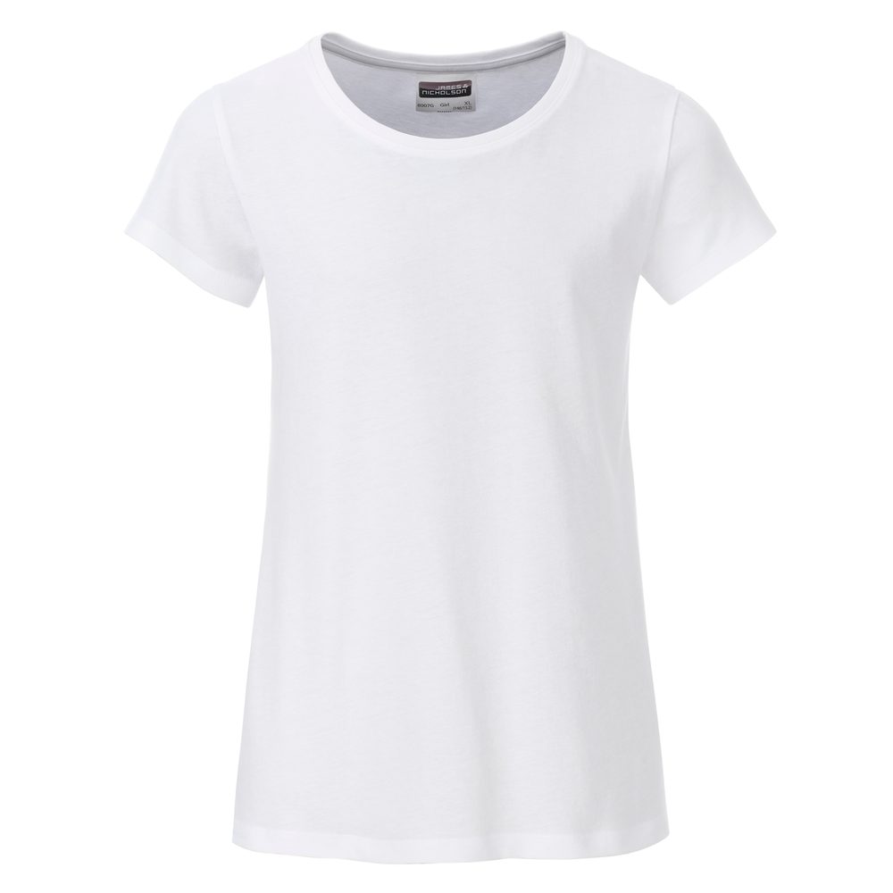 James & Nicholson Klasické dívčí tričko z biobavlny 8007G - Bílá | XS