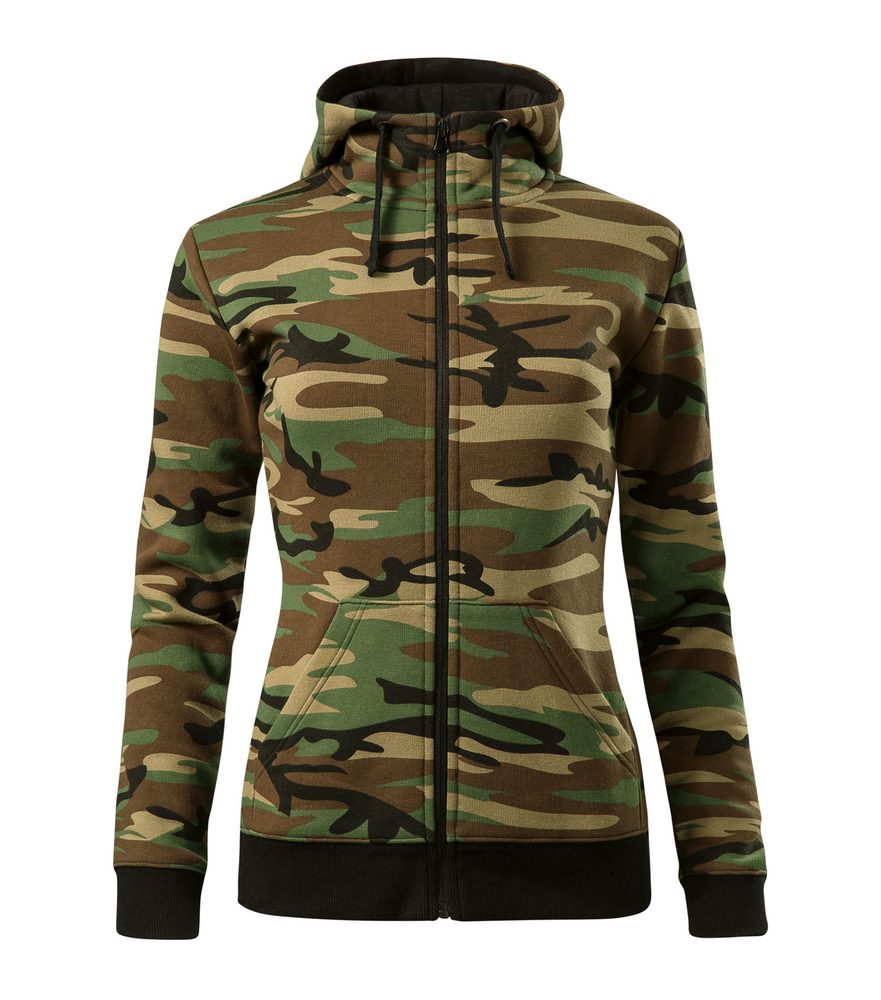 MALFINI Dámska mikina Camo Zipper - Maskáčová hnedá | XXL