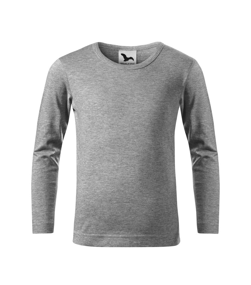 MALFINI Detské tričko s dlhým rukávom Long Sleeve - Tmavošedý melír | 134 cm (8 rokov)