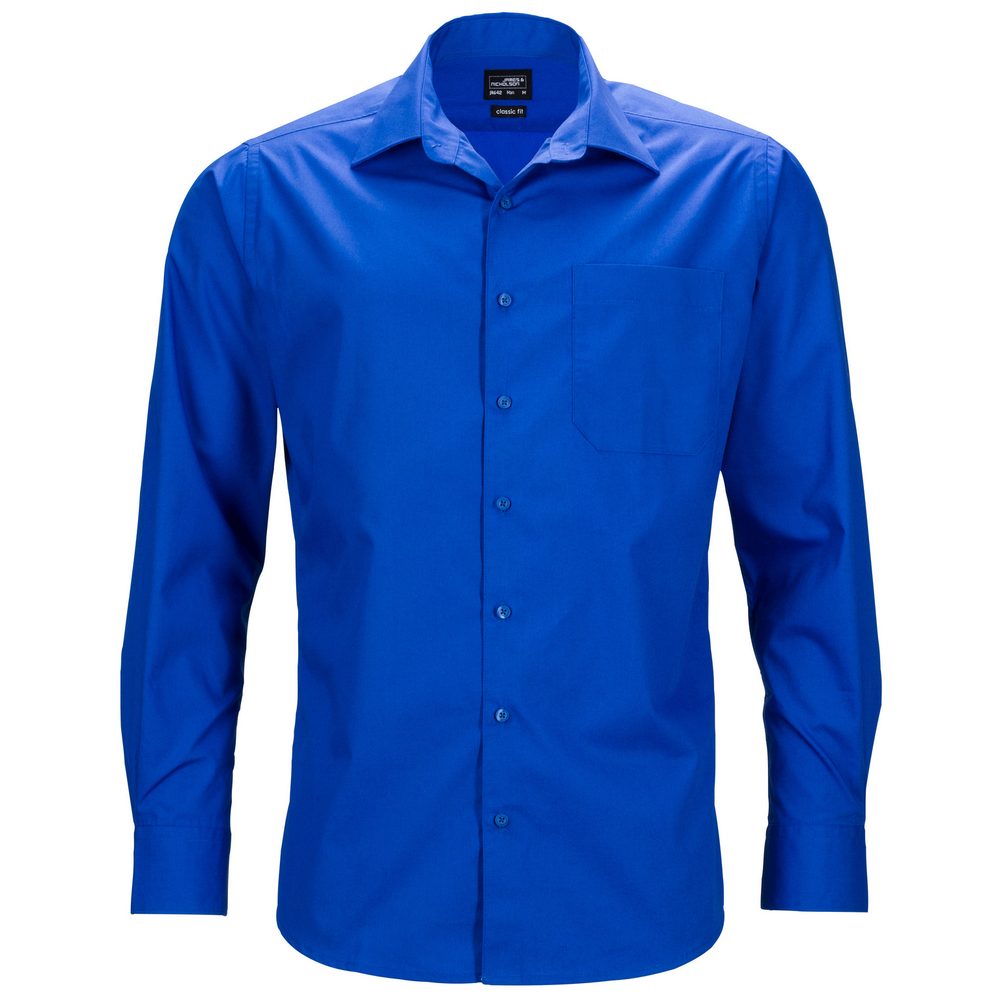 James & Nicholson Pánská košile s dlouhým rukávem JN642 - Královská modrá | XXXL