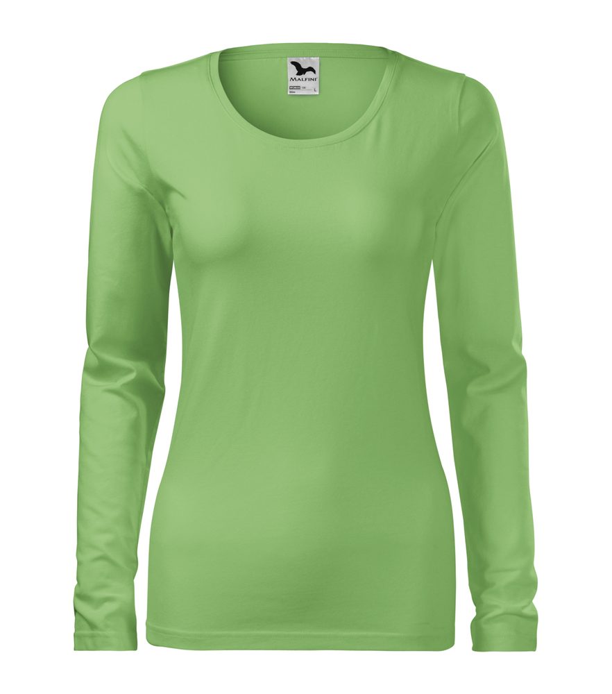 MALFINI Dámske tričko s dlhým rukávom Slim - Trávovo zelená | XS