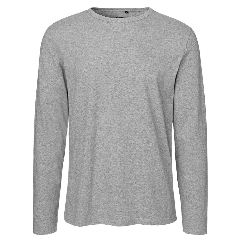 Neutral Pánské tričko s dlouhým rukávem z organické Fairtrade bavlny - Sportovně šedá | XXXL