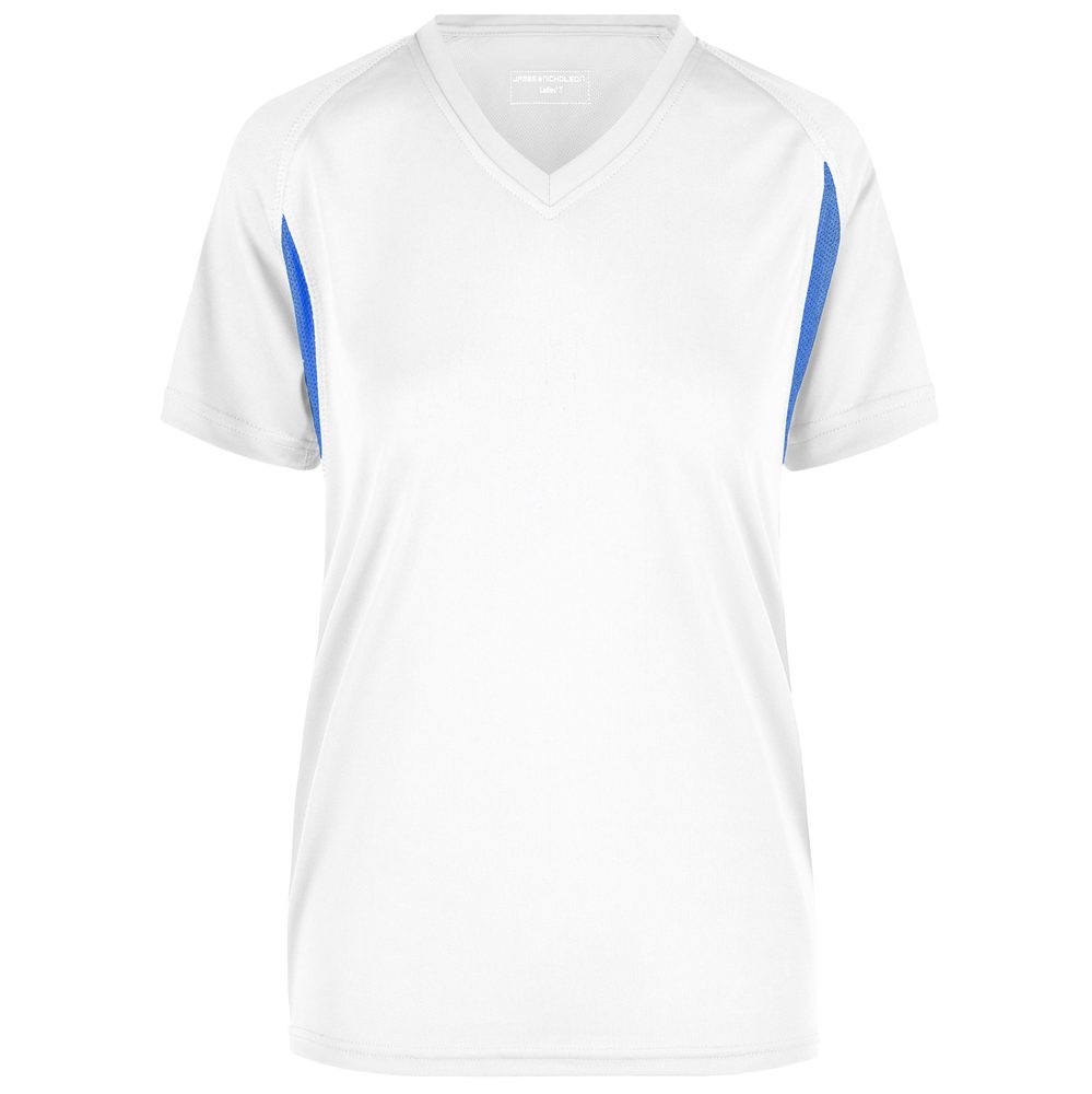 James & Nicholson Dámske športové tričko s krátkym rukávom JN316 - Biela / kráľovská modrá | M