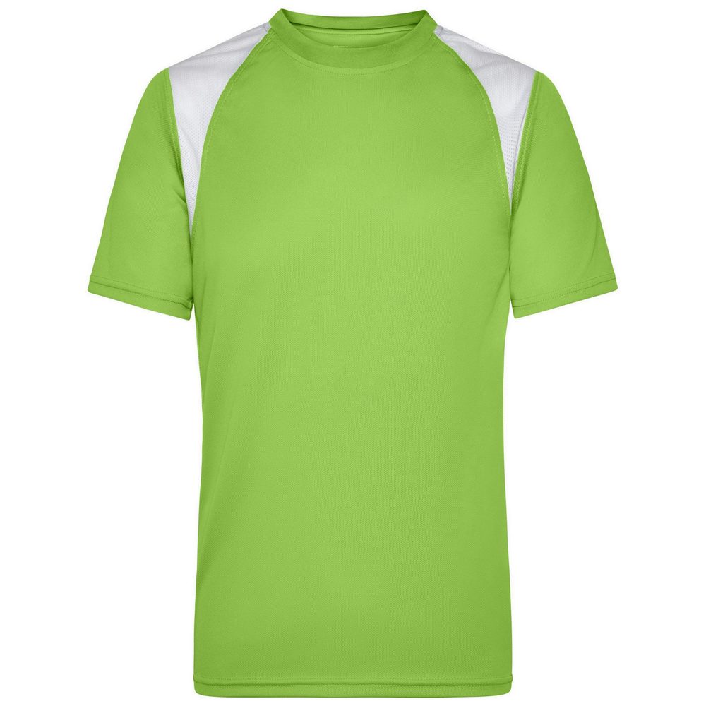 James & Nicholson Pánské běžecké tričko s krátkým rukávem JN397 - Limetkově zelená / bílá | XXXL
