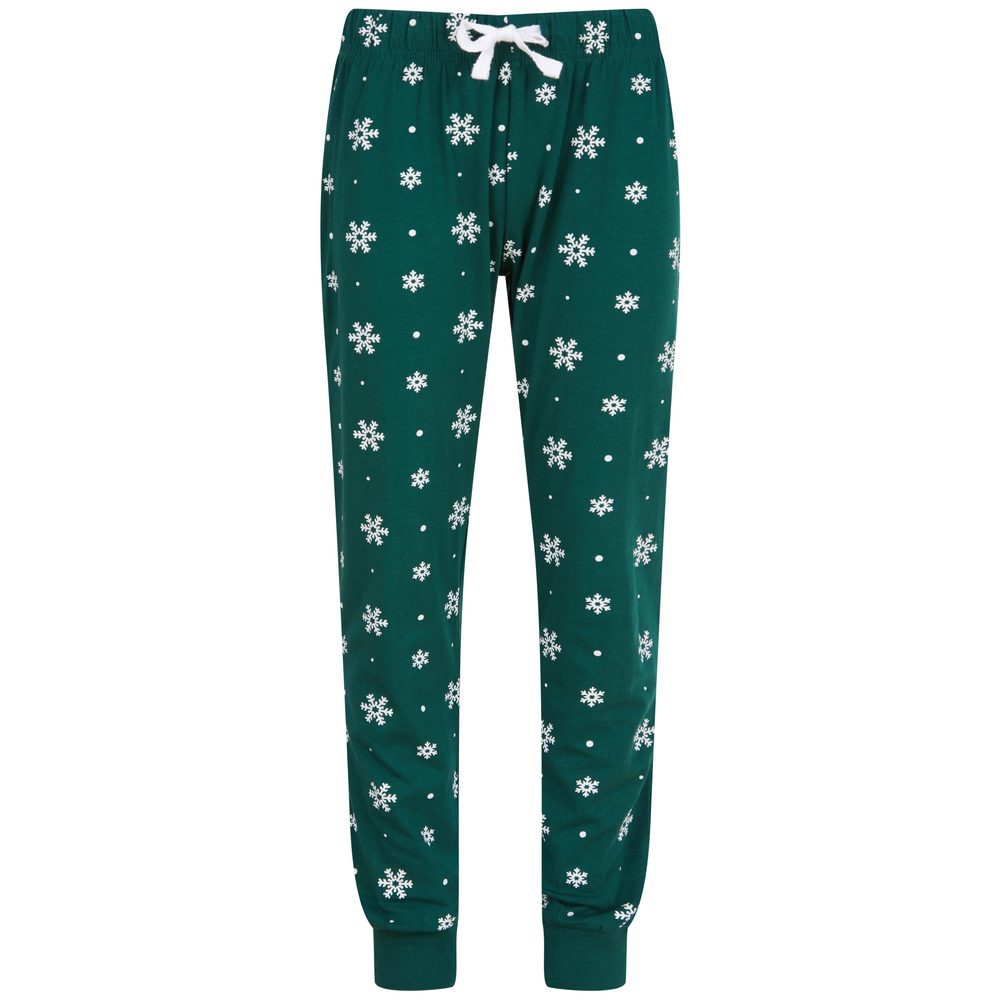 SF (Skinnifit) Dětské pyžamové kalhoty se vzorem - Tmavě zelená / bílá | 7-8 let
