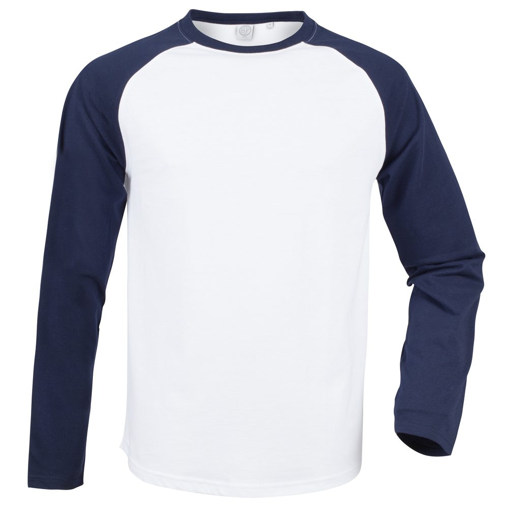 SF (Skinnifit) Pánské dvoubarevné tričko s dlouhým rukávem - Bílá / tmavě modrá | S
