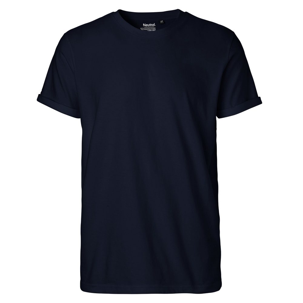 Neutral Pánské tričko s ohrnutými rukávy z organické Fairtrade bavlny - Námořní modrá | XL