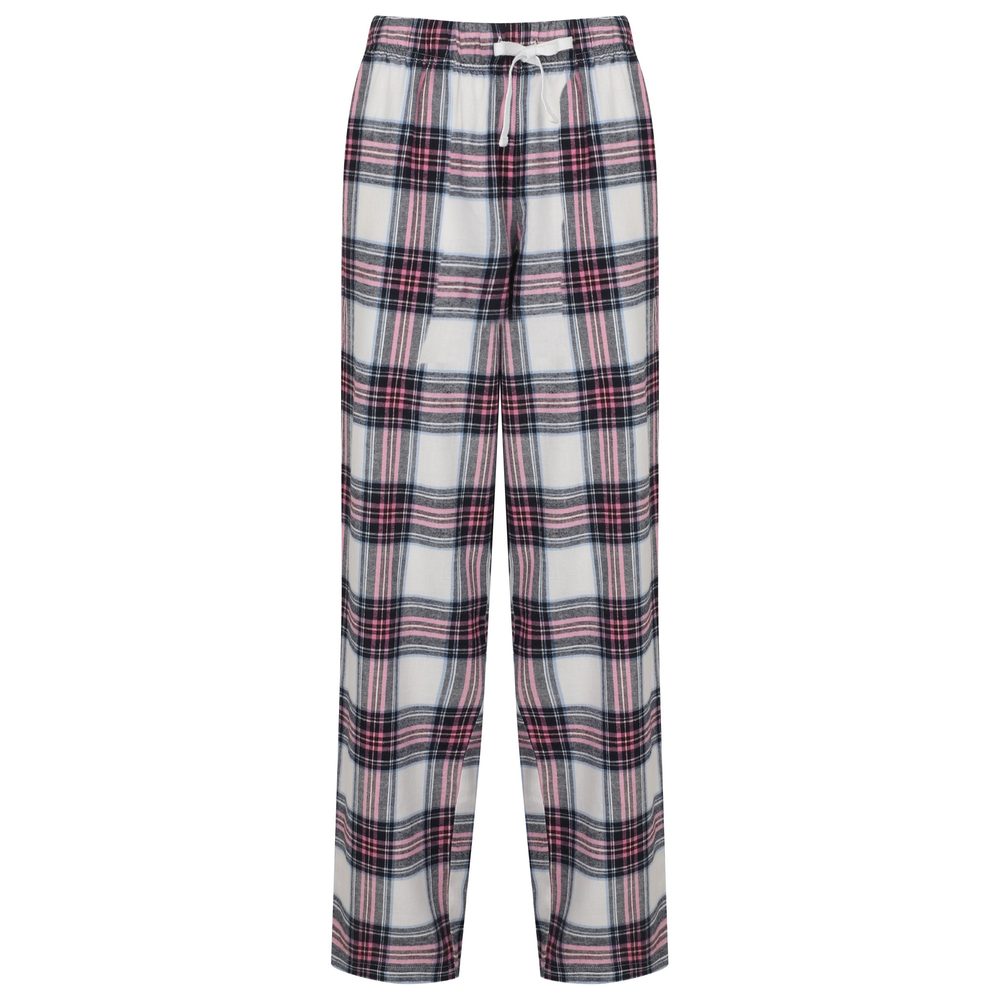 SF (Skinnifit) Dámské flanelové pyžamové kalhoty - Bílá / růžová | XL