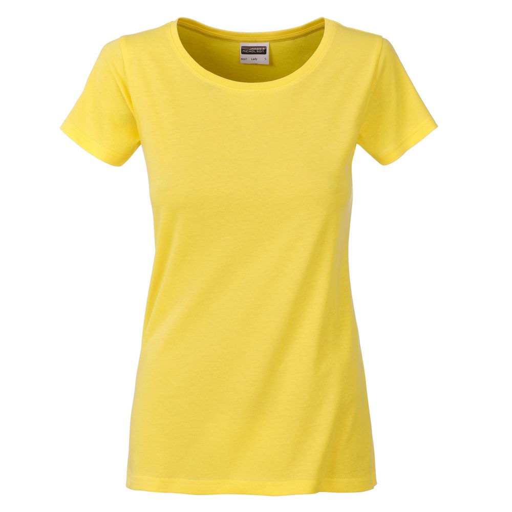 James & Nicholson Klasické dámské tričko z biobavlny 8007 - Žlutá | L