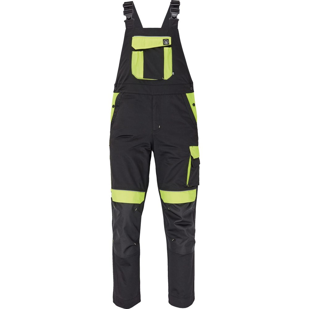 Cerva Pracovní kalhoty s laclem MAX VIVO - Černá / žlutá | 64