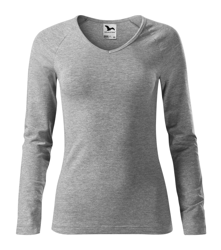 MALFINI Dámske tričko s dlhým rukávom Elegance - Tmavošedý melír | XL