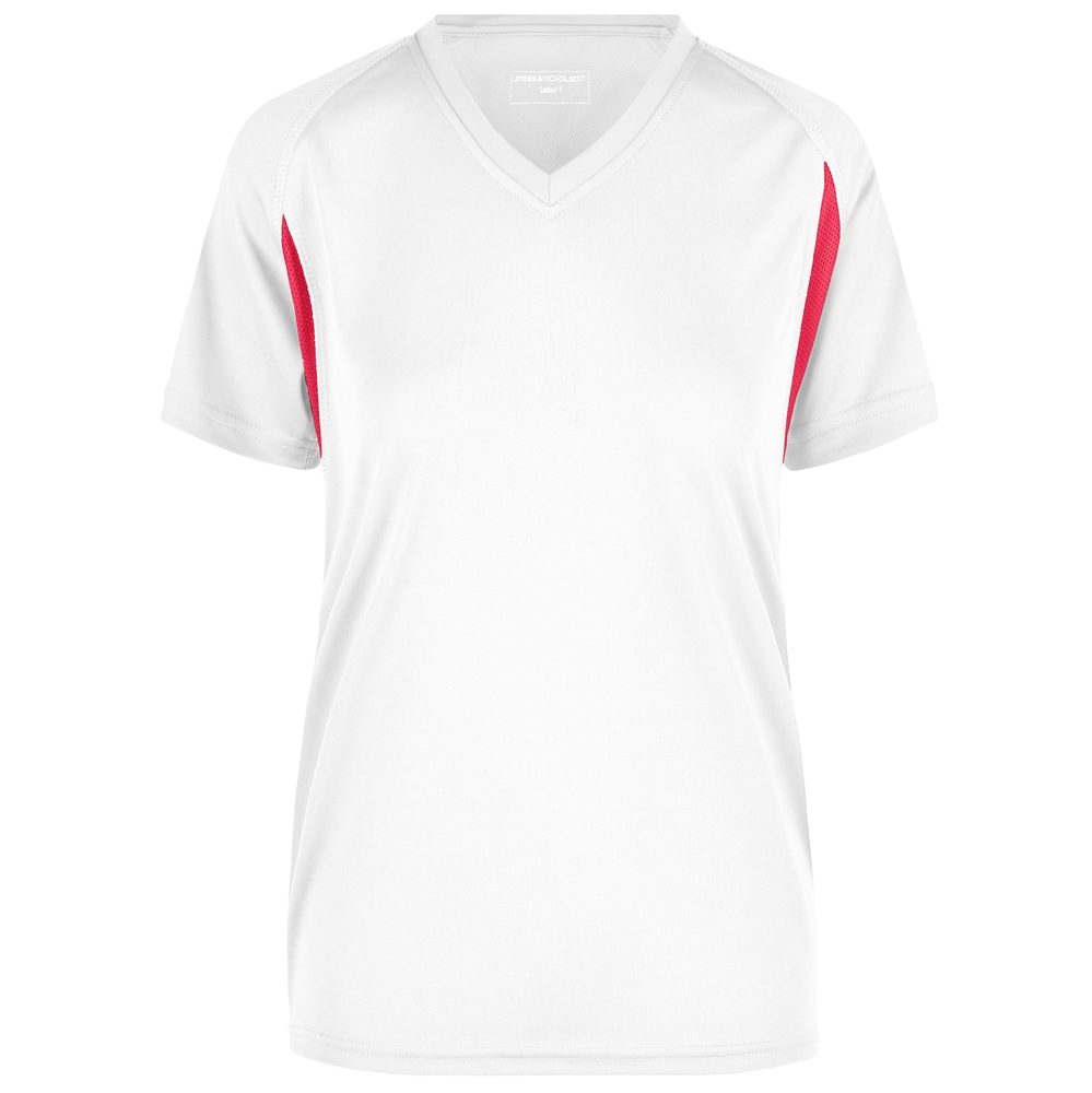 James & Nicholson Dámske športové tričko s krátkym rukávom JN316 - Biela / červená | L
