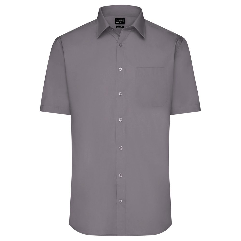 James & Nicholson Pánska košeľa s krátkym rukávom JN680 - Oceľová | XXXXL