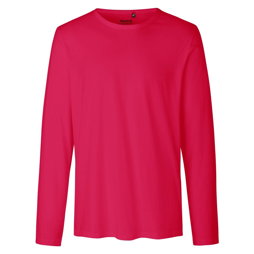 Neutral Pánské tričko s dlouhým rukávem z organické Fairtrade bavlny - Růžová | L