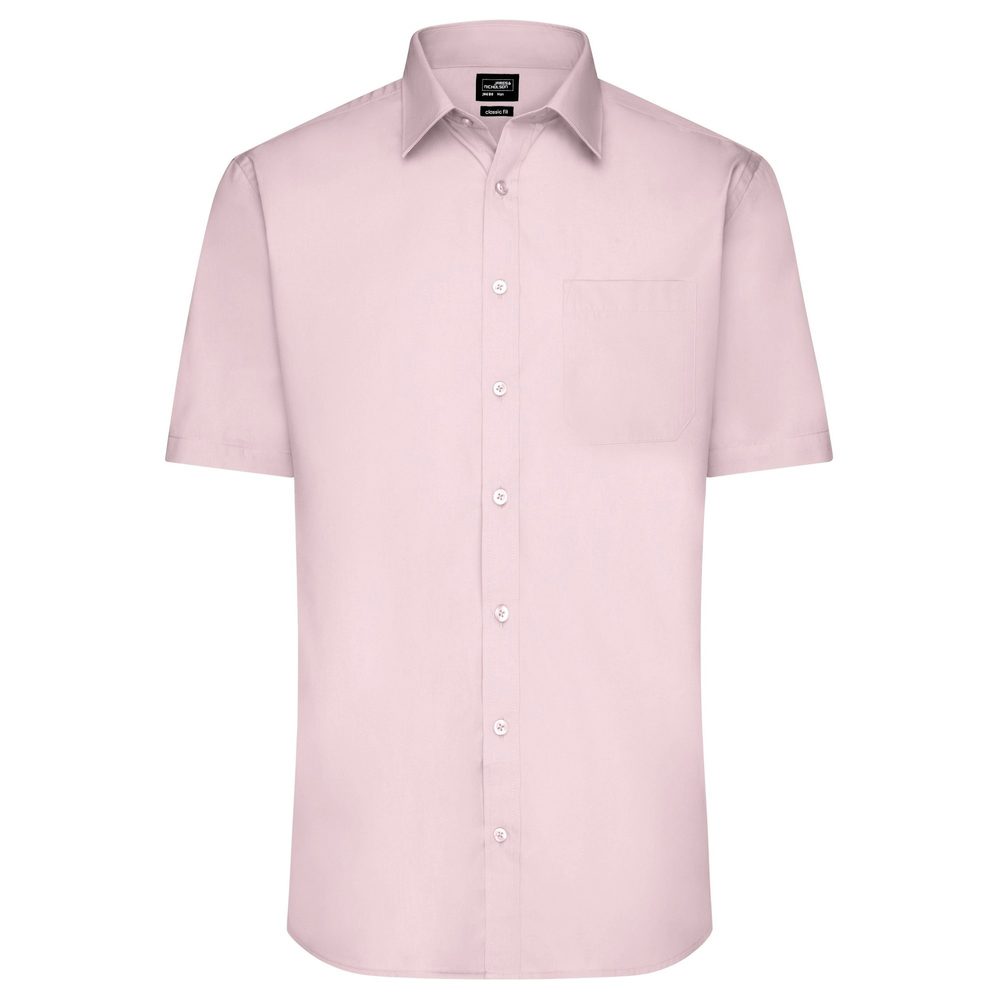 James & Nicholson Pánská košile s krátkým rukávem JN680 - Světle růžová | M