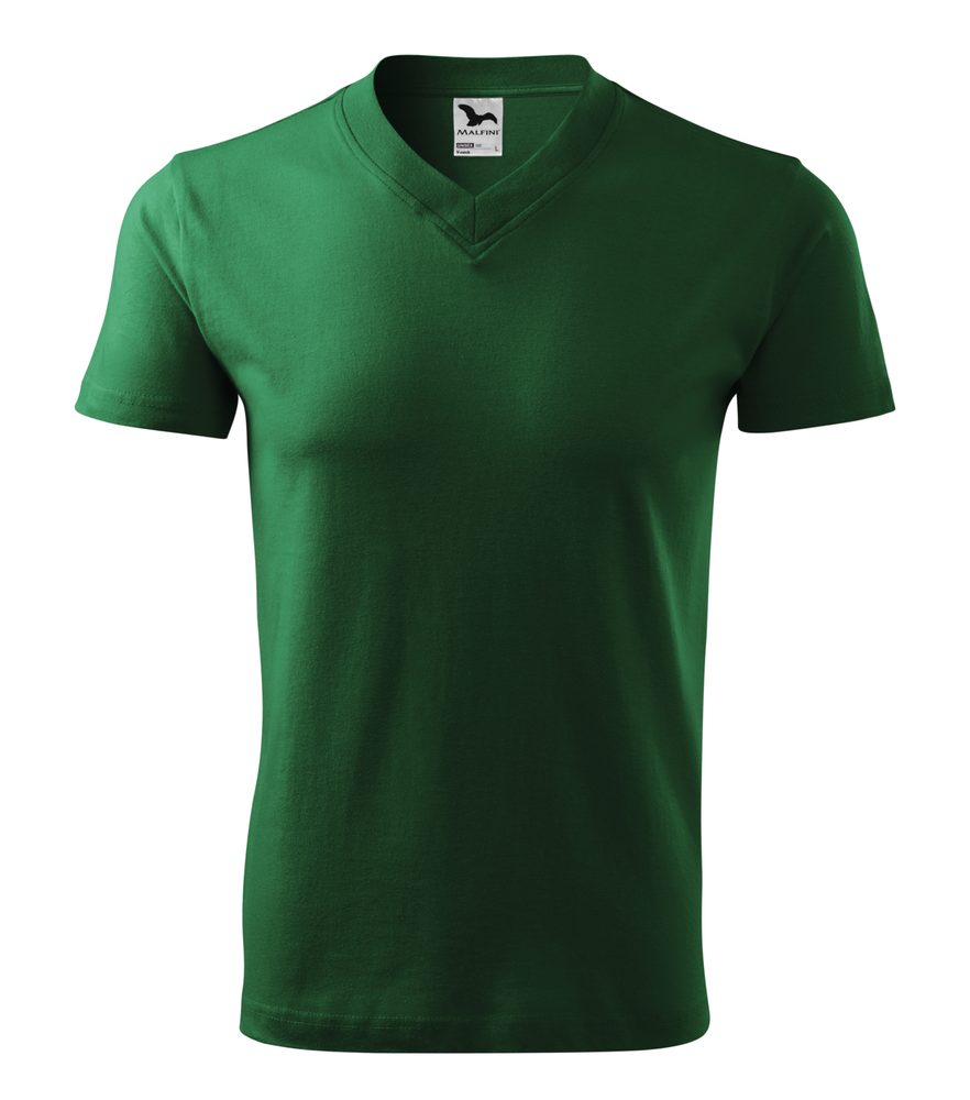 MALFINI Tričko V-neck - Lahvově zelená | XXL