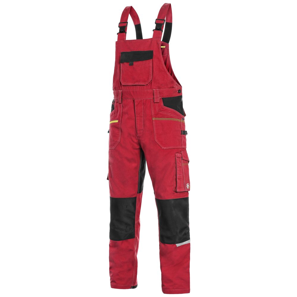 Canis (CXS) Montérkové nohavice s náprsenkou CXS STRETCH - Červená / čierna | 52