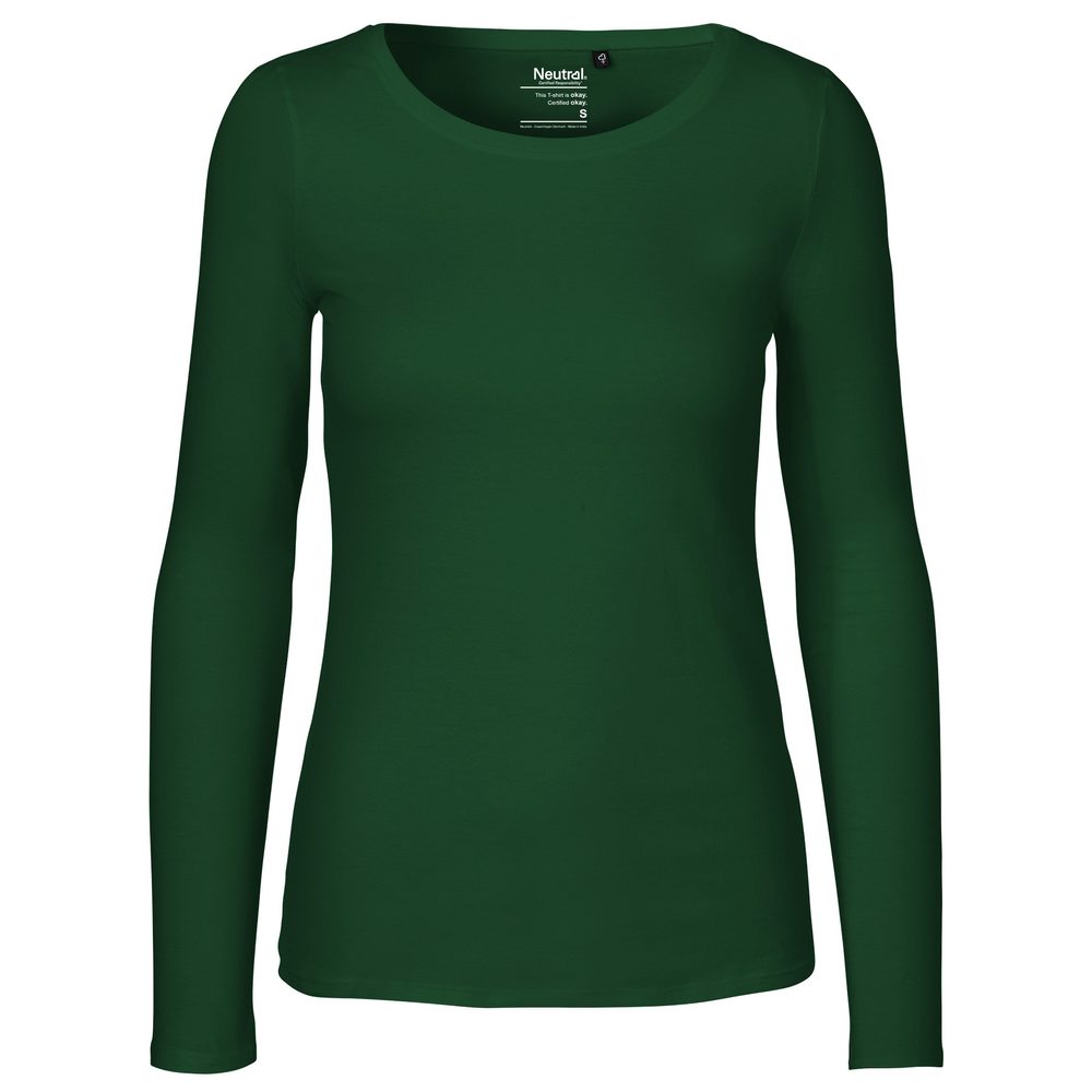Neutral Dámské tričko s dlouhým rukávem z organické Fairtrade bavlny - Lahvově zelená | S