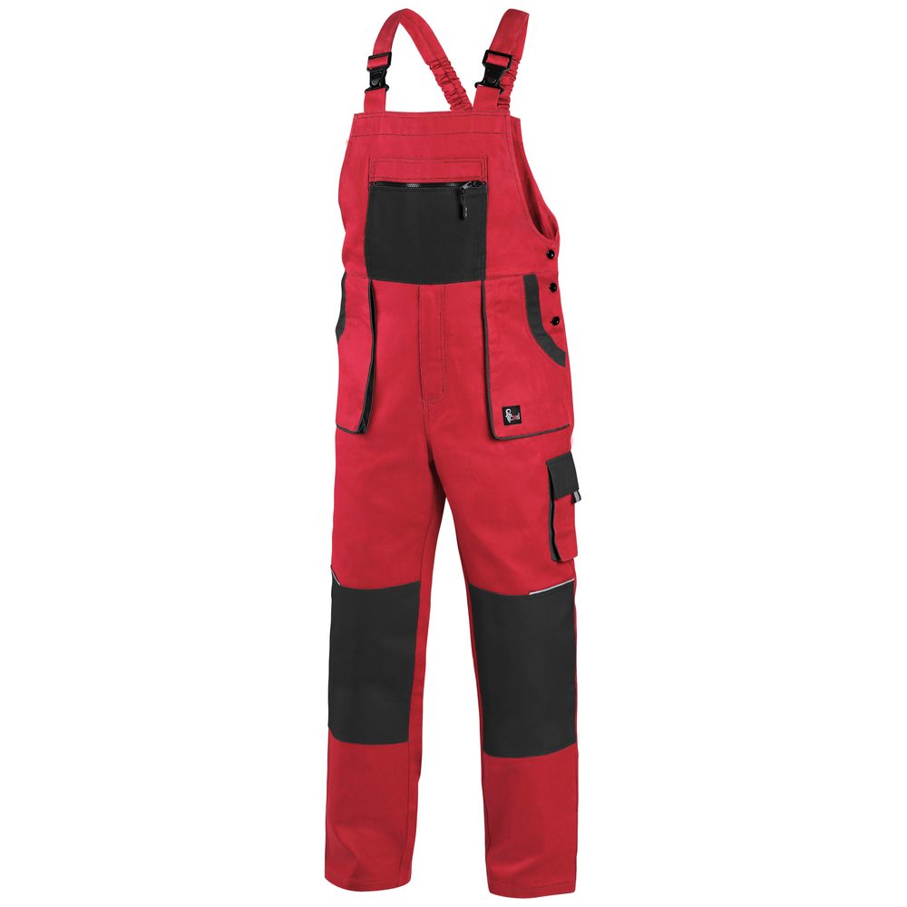 Canis (CXS) Pracovné nohavice s náprsenkou CXS LUXY ROBIN - Červená / čierna | 46