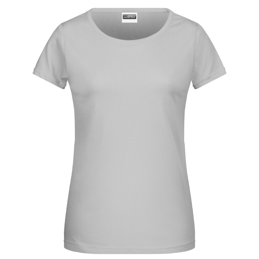 James & Nicholson Klasické dámské tričko z biobavlny 8007 - Jemně šedá | XL