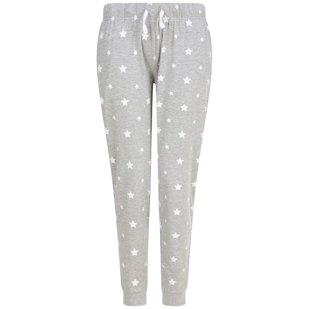 SF (Skinnifit) Dámské pyžamové kalhoty se vzorem - Šedý melír / bílá | M