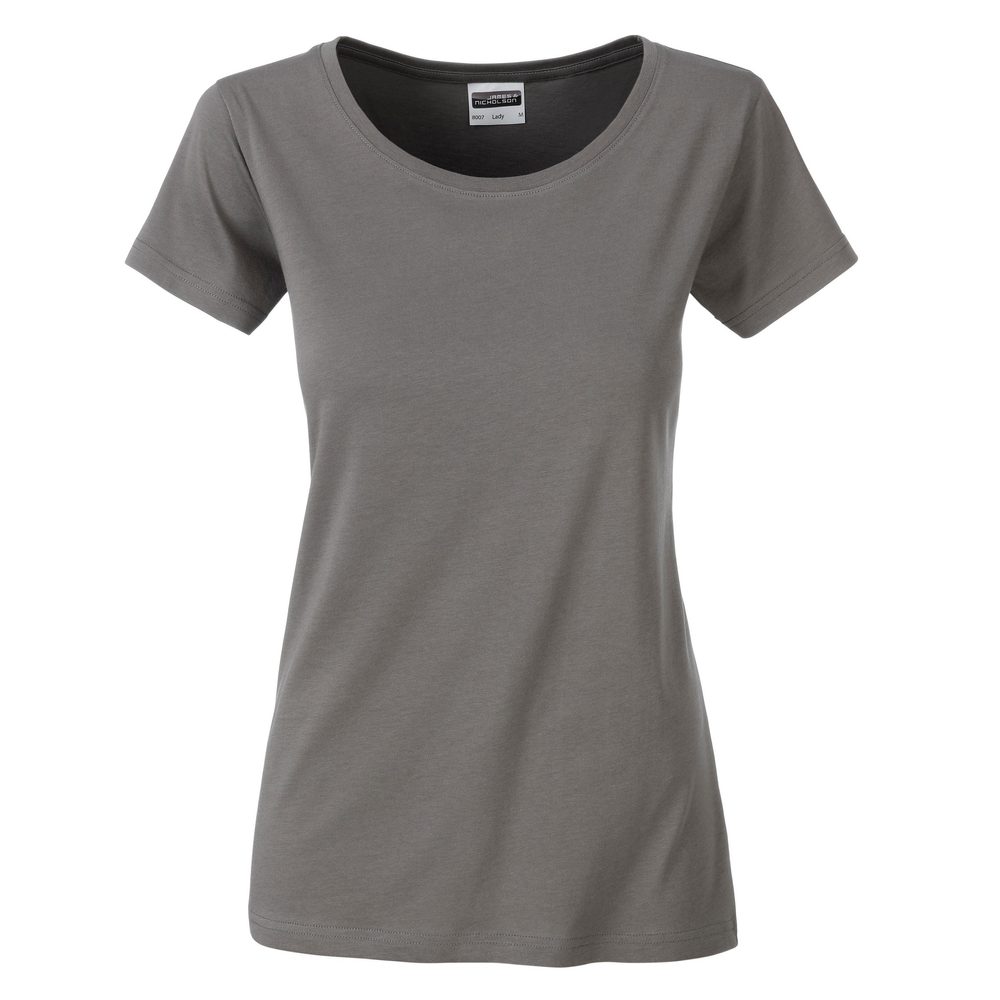James & Nicholson Klasické dámské tričko z biobavlny 8007 - Středně šedá | S