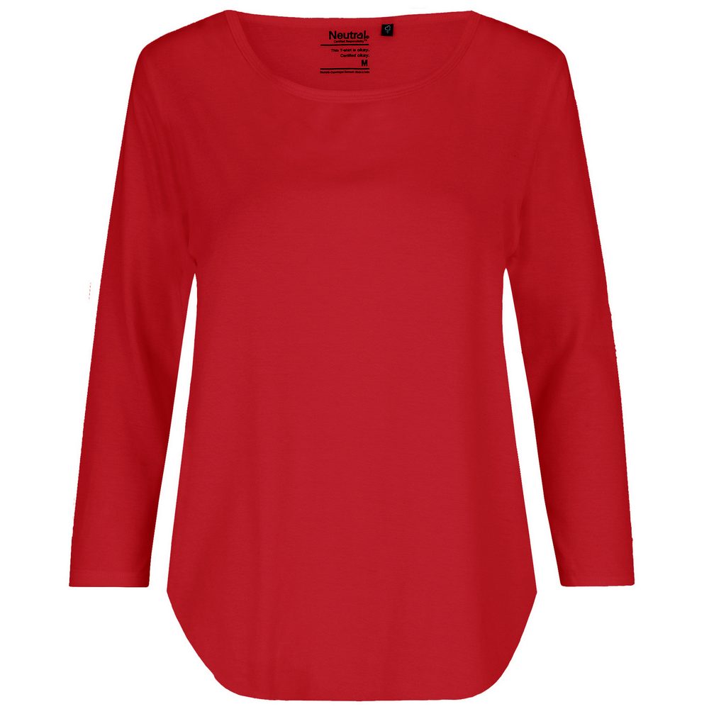 Neutral Dámske tričko s 3/4 rukávmi z organickej Fairtrade bavlny - Červená | XL