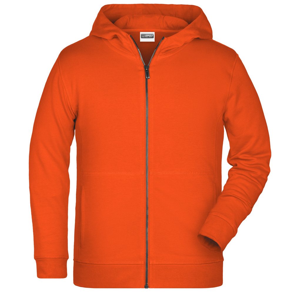 James & Nicholson Dětská mikina na zip z biobavlny 8026k - Oranžová | XL